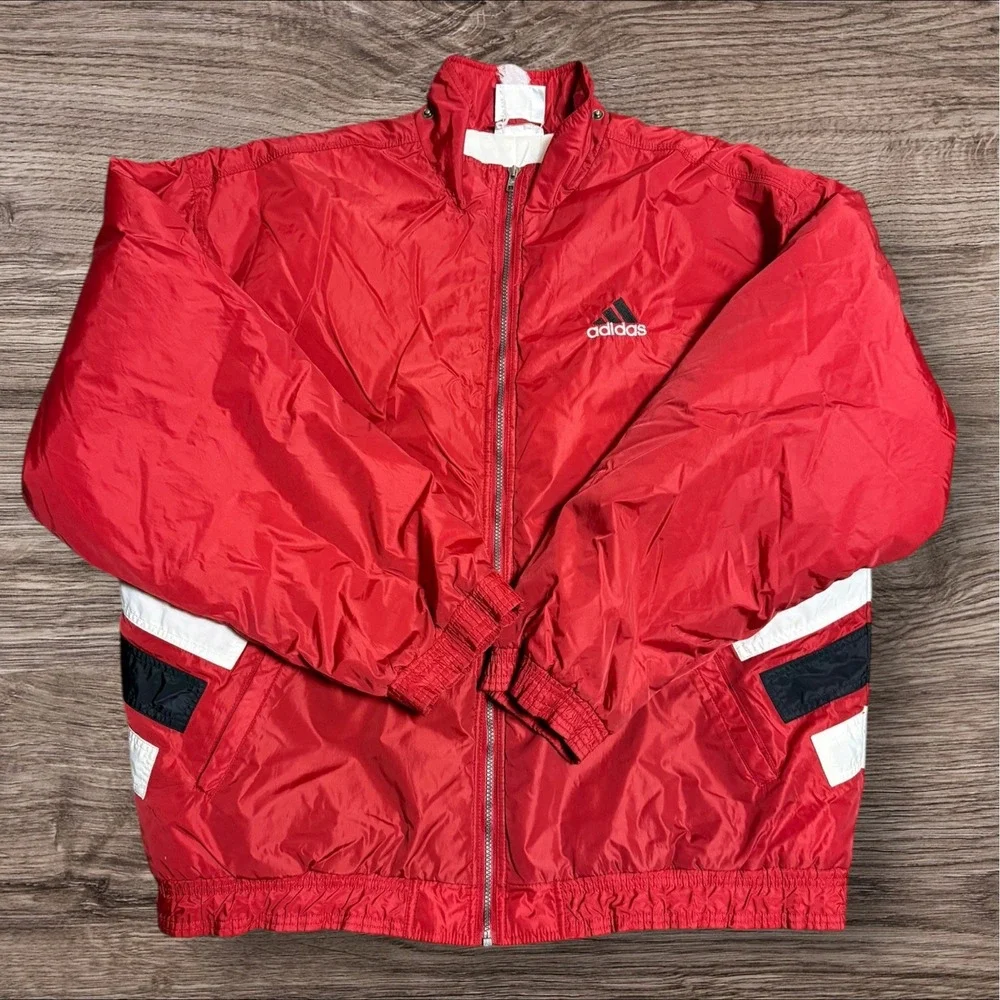 Vintage 90s Adidas Reversible Red Gray Full Zip Up‎ Jacket Men's Size 2xl